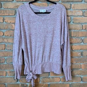 Saturday Sunday Anthropologie Tie-Waist Pullover Top Womens XS Pink‎ Long Sleeve